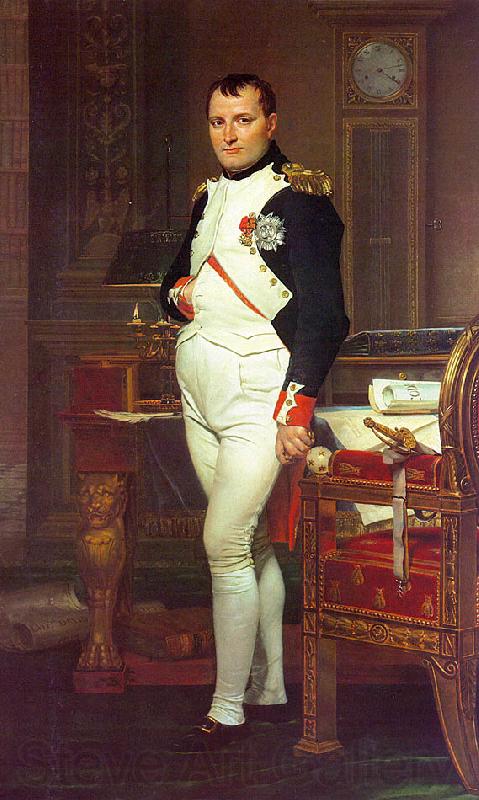 Jacques-Louis  David Napoleon in his Study France oil painting art